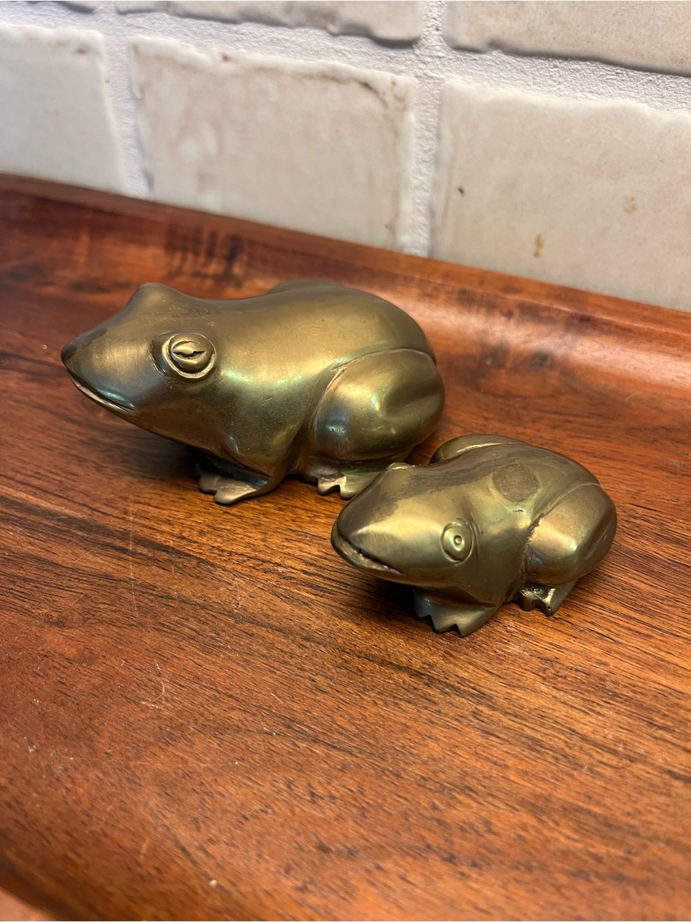 Vintage Brass Frog Figurines - Set of 2